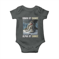 Funny Alpha Wolf Christmas Meme Baby Onesie Human By Chance Alpha By Choice - Wonder Print Shop