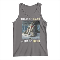 Funny Alpha Wolf Christmas Meme Tank Top Human By Chance Alpha By Choice - Wonder Print Shop