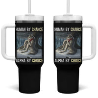Funny Alpha Wolf Christmas Meme Tumbler With Handle Human By Chance Alpha By Choice - Wonder Print Shop