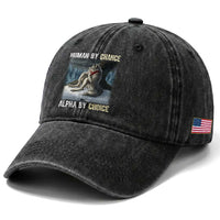Funny Alpha Wolf Christmas Meme Washed Cotton Baseball Cap Human By Chance Alpha By Choice