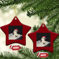 Funny Smoking Cat Xmas Meme Ceramic Ornament - Wonder Print Shop