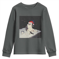 Funny Smoking Cat Christmas Meme Youth Sweatshirt - Wonder Print Shop