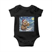Otter Beer Christmas Baby Onesie Starry Night Van Gogh - Wonder Print Shop