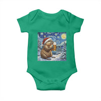 Otter Beer Christmas Baby Onesie Starry Night Van Gogh - Wonder Print Shop