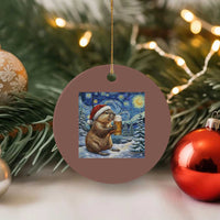 Otter Beer Xmas Ceramic Ornament Starry Night Van Gogh - Wonder Print Shop