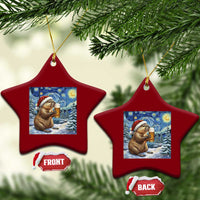 Otter Beer Xmas Ceramic Ornament Starry Night Van Gogh - Wonder Print Shop