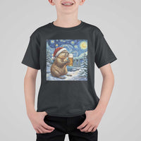 Otter Beer Christmas T Shirt For Kid Starry Night Van Gogh - Wonder Print Shop