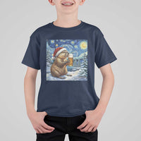 Otter Beer Christmas T Shirt For Kid Starry Night Van Gogh - Wonder Print Shop