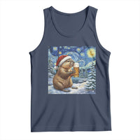 Otter Beer Christmas Tank Top Starry Night Van Gogh - Wonder Print Shop