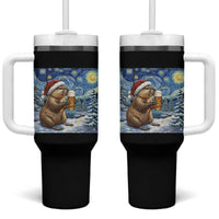 Otter Beer Christmas Tumbler With Handle Starry Night Van Gogh - Wonder Print Shop