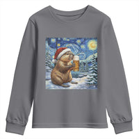 Otter Beer Christmas Youth Sweatshirt Starry Night Van Gogh - Wonder Print Shop