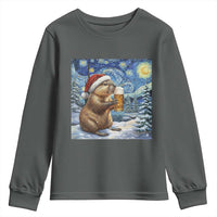 Otter Beer Christmas Youth Sweatshirt Starry Night Van Gogh - Wonder Print Shop