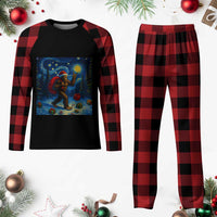 Bigfoot Christmas Plaid Pajama Set Starry Night Van Gogh - Wonder Print Shop