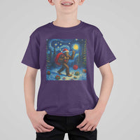 Bigfoot Christmas T Shirt For Kid Starry Night Van Gogh - Wonder Print Shop