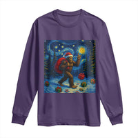 Bigfoot Christmas Long Sleeve Shirt Starry Night Van Gogh - Wonder Print Shop