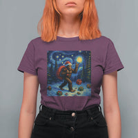 Bigfoot Christmas T Shirt For Women Starry Night Van Gogh - Wonder Print Shop