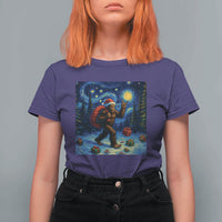 Bigfoot Christmas T Shirt For Women Starry Night Van Gogh - Wonder Print Shop