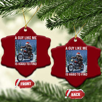 Funny Bigfoot Motorcycle Xmas Ceramic Ornament A Guy Like Me Is Hard To Forest Find - Wonder Print Shop