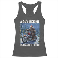 Funny Bigfoot Motorcycle Christmas Racerback Tank Top A Guy Like Me Is Hard To Forest Find - Wonder Print Shop