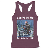Funny Bigfoot Motorcycle Christmas Racerback Tank Top A Guy Like Me Is Hard To Forest Find - Wonder Print Shop