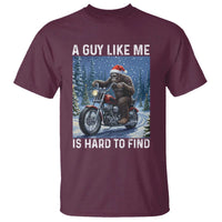 Funny Bigfoot Motorcycle Christmas T Shirt A Guy Like Me Is Hard To Forest Find - Wonder Print Shop
