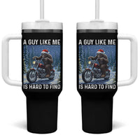 Funny Bigfoot Motorcycle Christmas Tumbler With Handle A Guy Like Me Is Hard To Forest Find - Wonder Print Shop