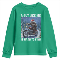 Funny Bigfoot Motorcycle Christmas Youth Sweatshirt A Guy Like Me Is Hard To Forest Find - Wonder Print Shop