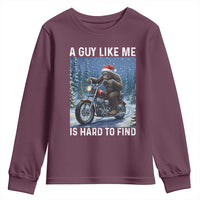 Funny Bigfoot Motorcycle Christmas Youth Sweatshirt A Guy Like Me Is Hard To Forest Find - Wonder Print Shop