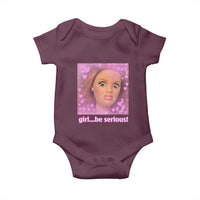 Funny Doll Face Meme Baby Onesie Girl Be Serious - Wonder Print Shop