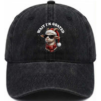 Funny Reindeer Christmas Washed Cotton Baseball Cap Wait I Am Goated