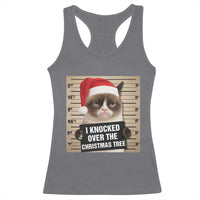 Funny Cat Mugshot Christmas Racerback Tank Top I Will Protect You Kitten No Matter What - Wonder Print Shop