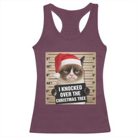 Funny Cat Mugshot Christmas Racerback Tank Top I Will Protect You Kitten No Matter What - Wonder Print Shop