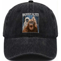 Funny Bigfoot Selfie Washed Cotton Baseball Cap Sasquatch Yeti Christmas