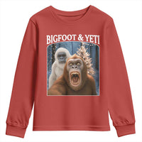 Funny Bigfoot Selfie Youth Sweatshirt Sasquatch Yeti Christmas - Wonder Print Shop