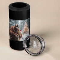 Funny Bigfoot With Cat Selfie Christmas 4 in 1 Can Cooler Tumbler - Wonder Print Shop