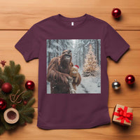 Funny Bigfoot With Cat Selfie Christmas T Shirt - Wonder Print Shop