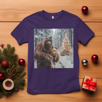 Funny Bigfoot With Cat Selfie Christmas T Shirt - Wonder Print Shop