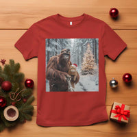 Funny Bigfoot With Cat Selfie Christmas T Shirt - Wonder Print Shop