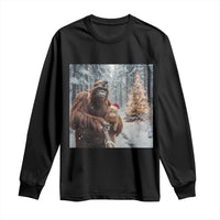 Funny Bigfoot With Cat Selfie Christmas Long Sleeve Shirt - Wonder Print Shop