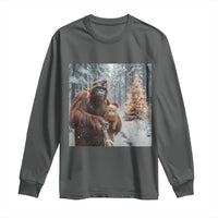 Funny Bigfoot With Cat Selfie Christmas Long Sleeve Shirt - Wonder Print Shop