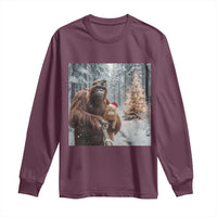 Funny Bigfoot With Cat Selfie Christmas Long Sleeve Shirt - Wonder Print Shop