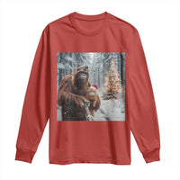 Funny Bigfoot With Cat Selfie Christmas Long Sleeve Shirt - Wonder Print Shop