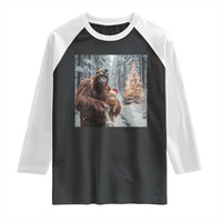 Funny Bigfoot With Cat Selfie Christmas Raglan Shirt - Wonder Print Shop