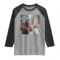 Funny Bigfoot With Cat Selfie Christmas Raglan Shirt - Wonder Print Shop