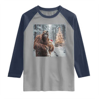 Funny Bigfoot With Cat Selfie Christmas Raglan Shirt - Wonder Print Shop