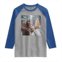 Funny Bigfoot With Cat Selfie Christmas Raglan Shirt - Wonder Print Shop