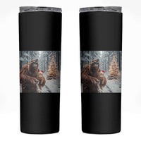 Funny Bigfoot With Cat Selfie Christmas Skinny Tumbler - Wonder Print Shop