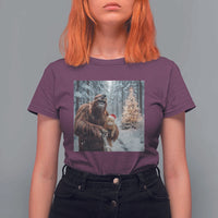 Funny Bigfoot With Cat Selfie Christmas T Shirt For Women - Wonder Print Shop
