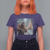 Funny Bigfoot With Cat Selfie Christmas T Shirt For Women - Wonder Print Shop