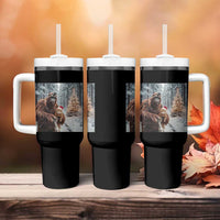 Funny Bigfoot With Cat Selfie Christmas Tumbler With Handle - Wonder Print Shop